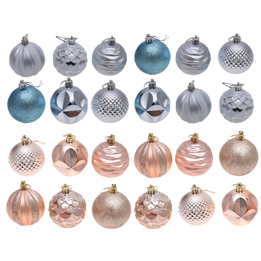 24 Pcs 6CM Christmas Ball Christmas Tree Decoration Hanging Display Ornament for Home Party Wedding (Blue + Golden)