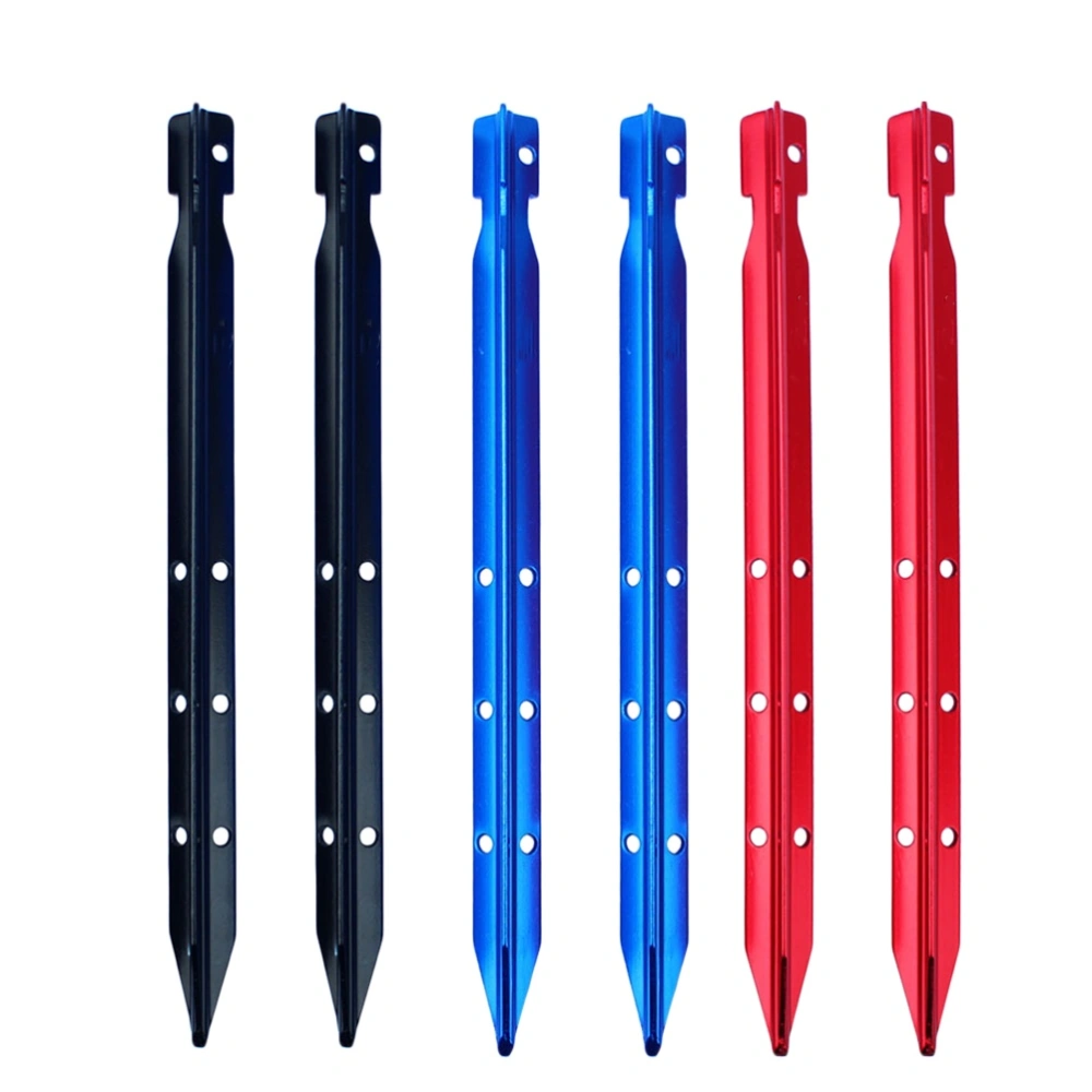 6 Pcs Steel Nail Tent Pegs 25cm Outdoor Heavy Duty Aluminum Alloy Awning Canopy Tent Stakes Pegs Triangular Nail for Camping Tent Tarp Stake