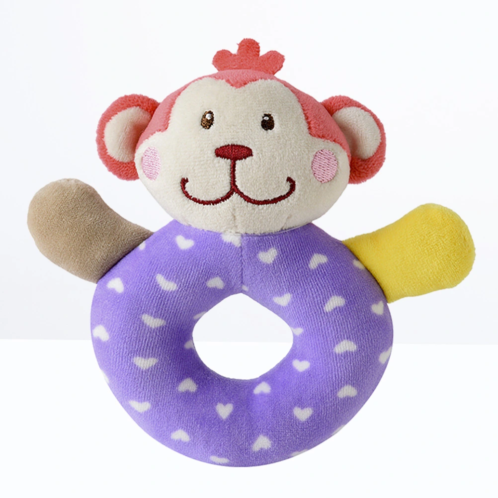 Baby Plush Animal Hand Grip Rattles Toys Stuffed Doll Developmental Toys for Infants Toddlers Newborn (Monkey)