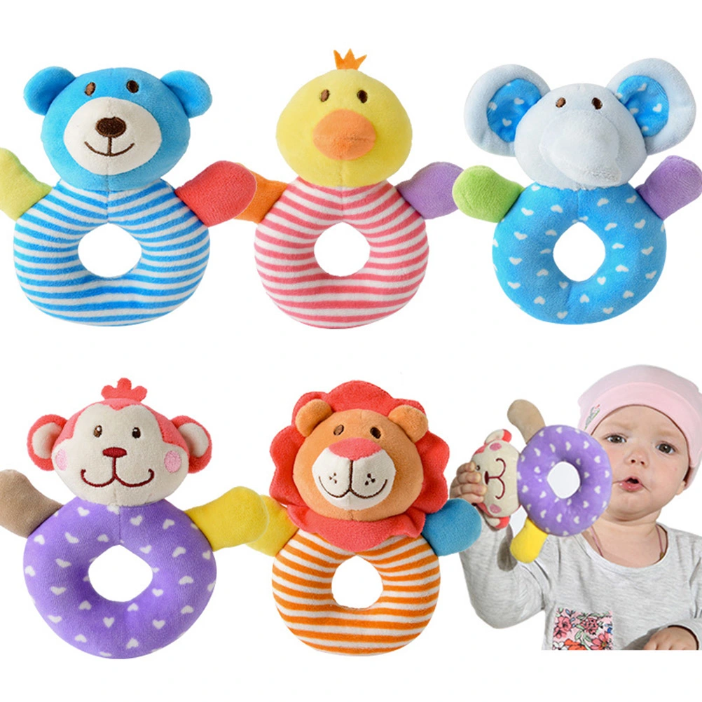 Baby Plush Animal Hand Grip Rattles Toys Stuffed Doll Developmental Toys for Infants Toddlers Newborn (Monkey)
