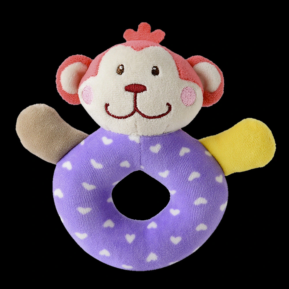 Baby Plush Animal Hand Grip Rattles Toys Stuffed Doll Developmental Toys for Infants Toddlers Newborn (Monkey)