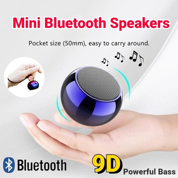 Round Mini Bluetooth 5.0 Powerful Bass Wireless Speaker 360° Surround Sound Bluetooth Speaker