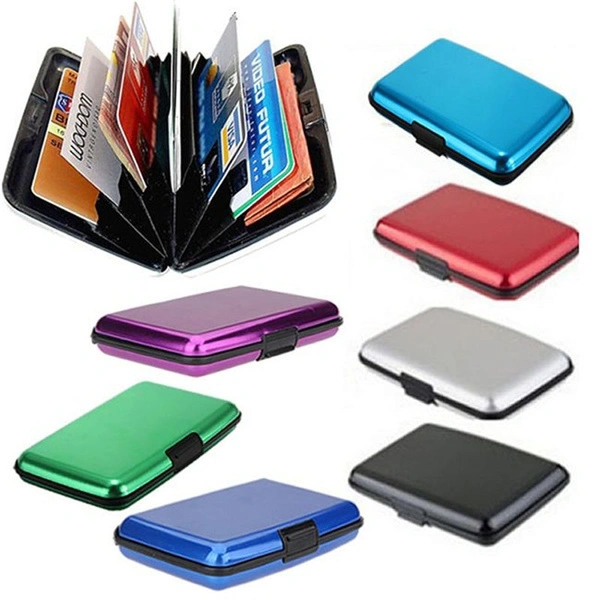 Glossy Multicolored Pocket Waterproof Wallet Business ID Credit Card Purse Cash Holder Aluminium Alloy(Outer) + Plastic( Inner) With Gift Box