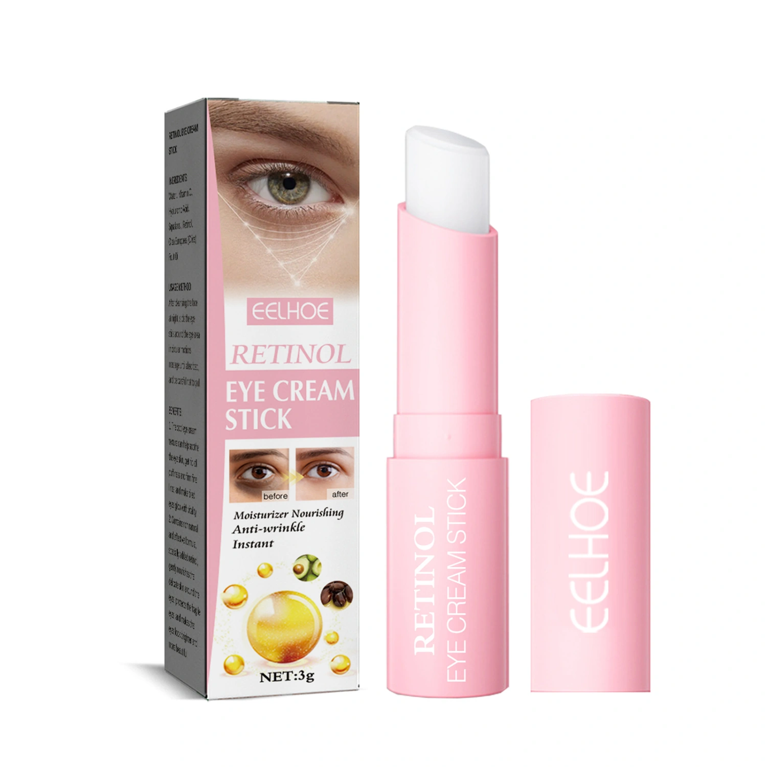 Retinol Eye Stick Anti Aging Under Eye Cream Eye Brightener Stick for Dark Circles and Puffiness, Wrinkles