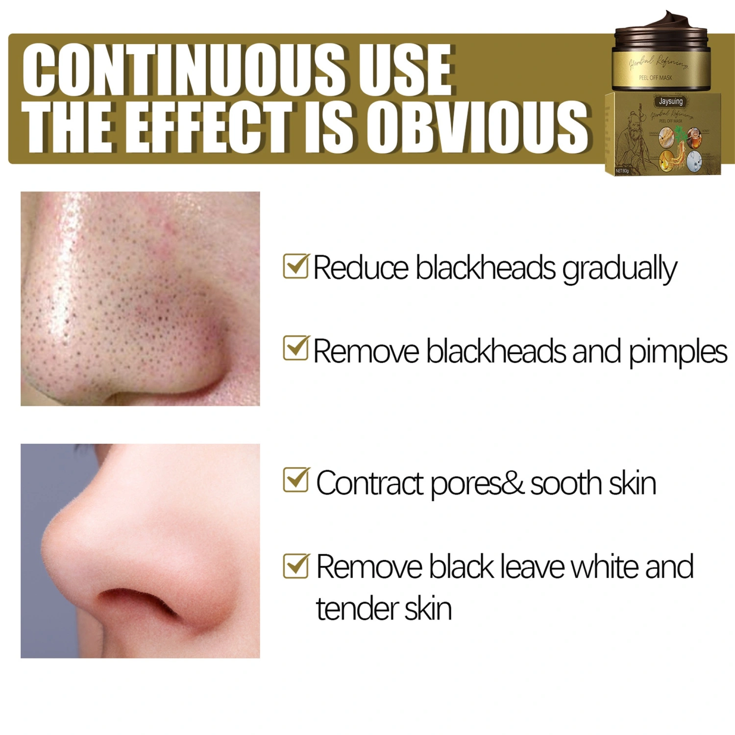 Peel-off Mask, Deep Pore Cleansing Blackhead Remover Mask Facial Skin Care Product