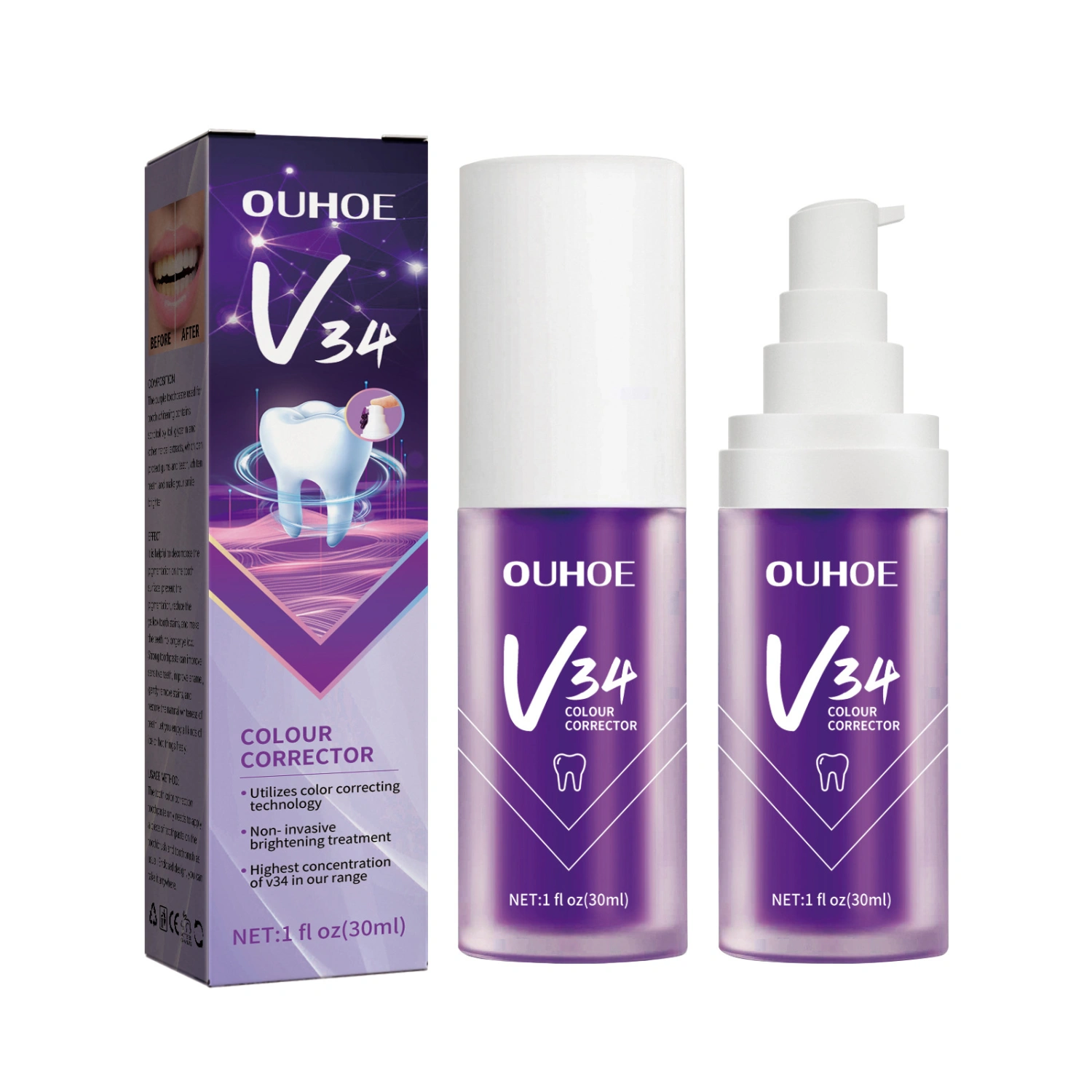 Whitening Toothpaste, Deep Cleaning Color Corrector Dental Care Fresh Breath Oral Care Products