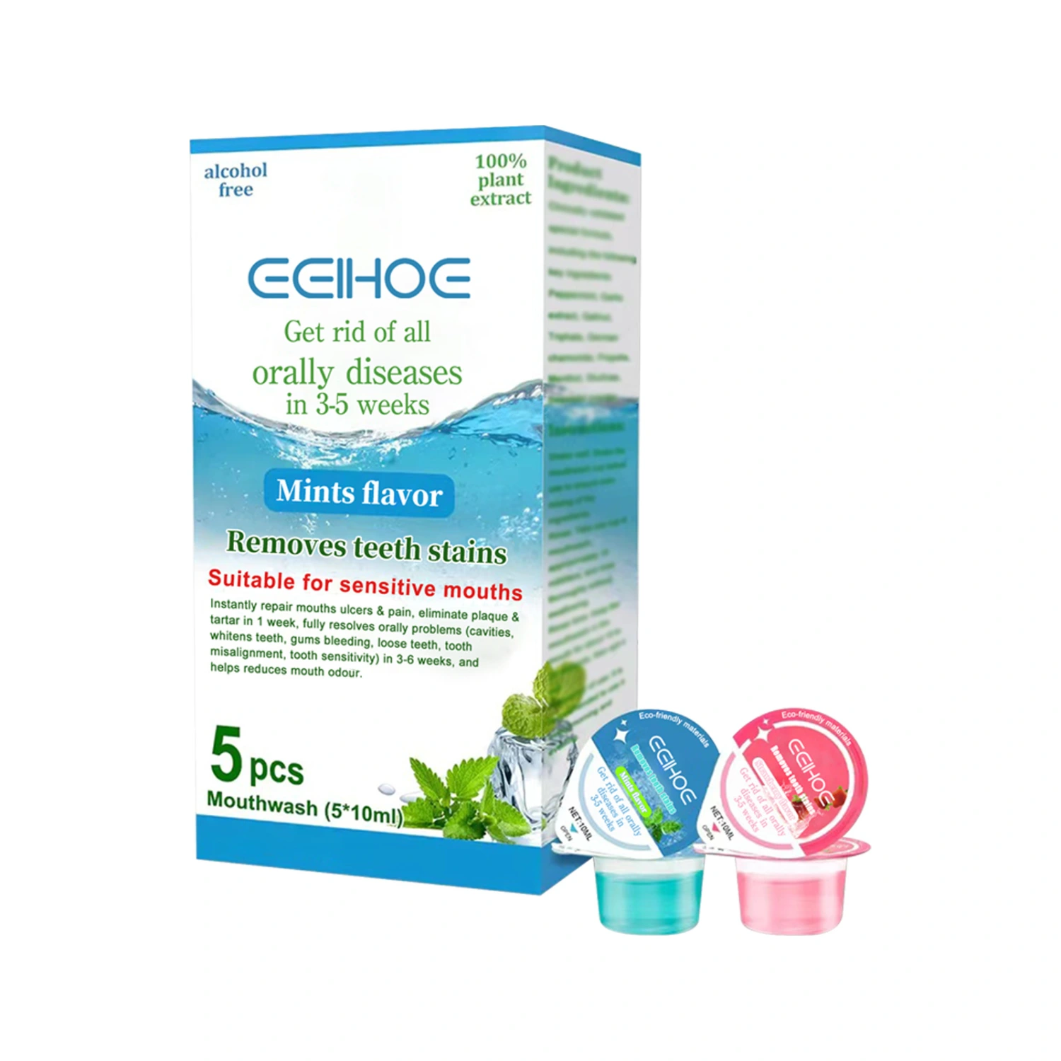 Mint Mouthwash, Fresh Breath Oral Rinse Whitening Mouthwash Travel Oral Care Products