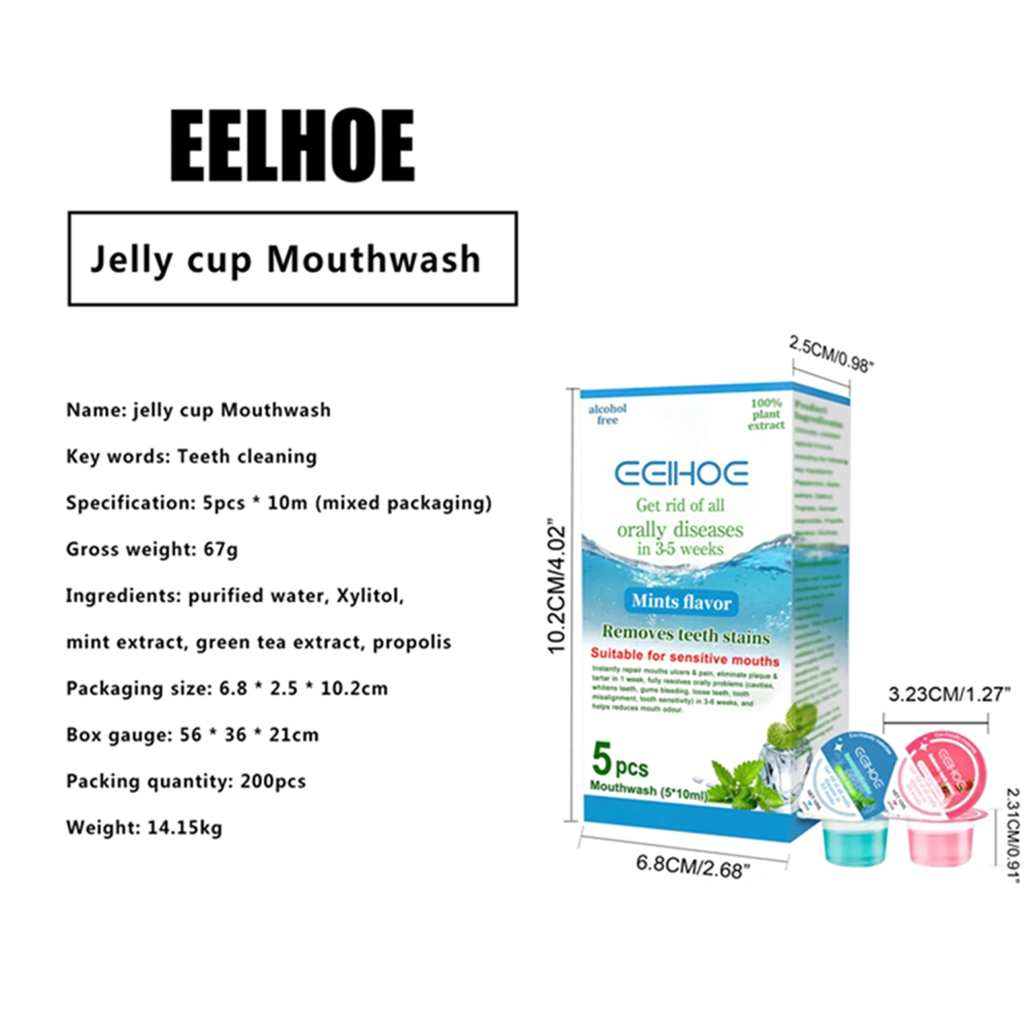 Mint Mouthwash, Fresh Breath Oral Rinse Whitening Mouthwash Travel Oral Care Products