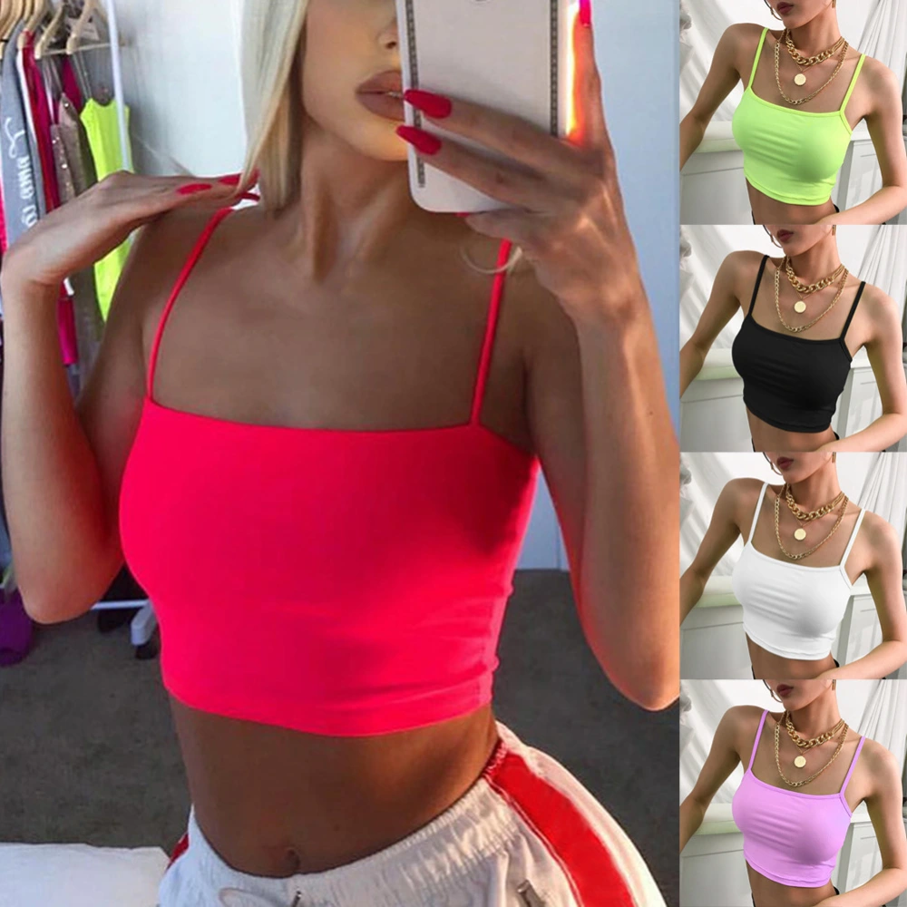 Women Fashion Sexy Sleeveless Slim Crop Tops Fluorescent Summer Vest Low Cut Vest