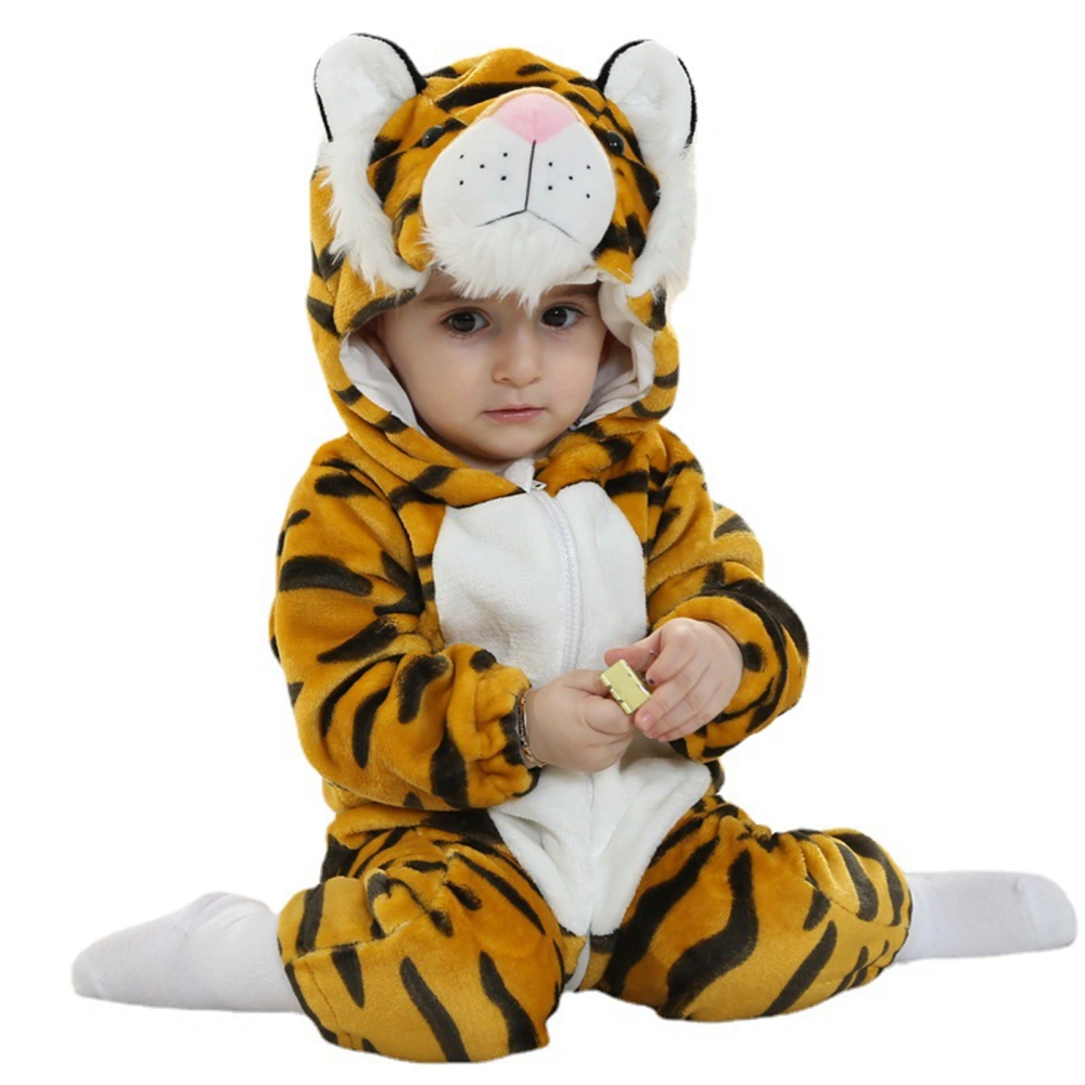 Halloween Baby Animal Costume Winter Warm Tiger Leopard Costume Hooded Romper Cosplay Jumpsuit