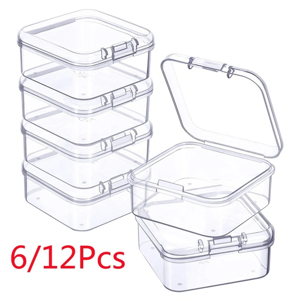 6/12Pcs Mini Transparent Plastic Box Beads Jewelry Accessories Square Storage Case