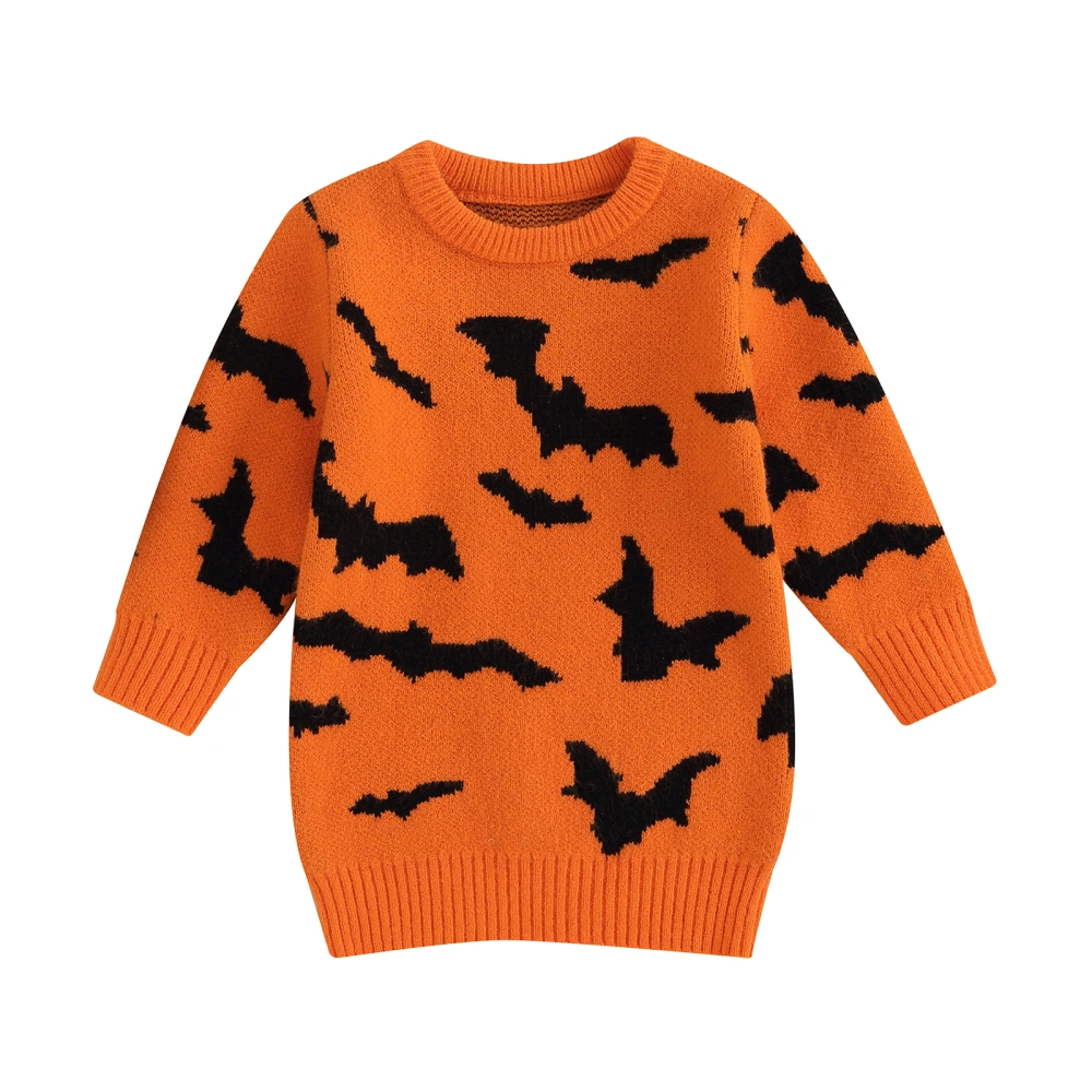 Kids Sweater, Long Sleeve Crew Neck Bat Warm Winter Sweater Halloween Clothes for Girls Boys