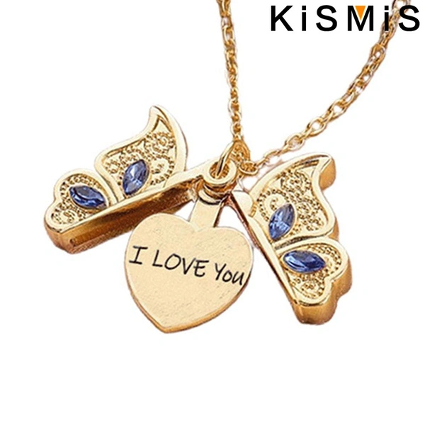 KISMIS Shiny Butterfly Necklace Ladies Exquisite Chain Necklace Jewelry Jewelry Gift Wedding Engagement Party Banquet Birthday Gift Jewelry Accessories