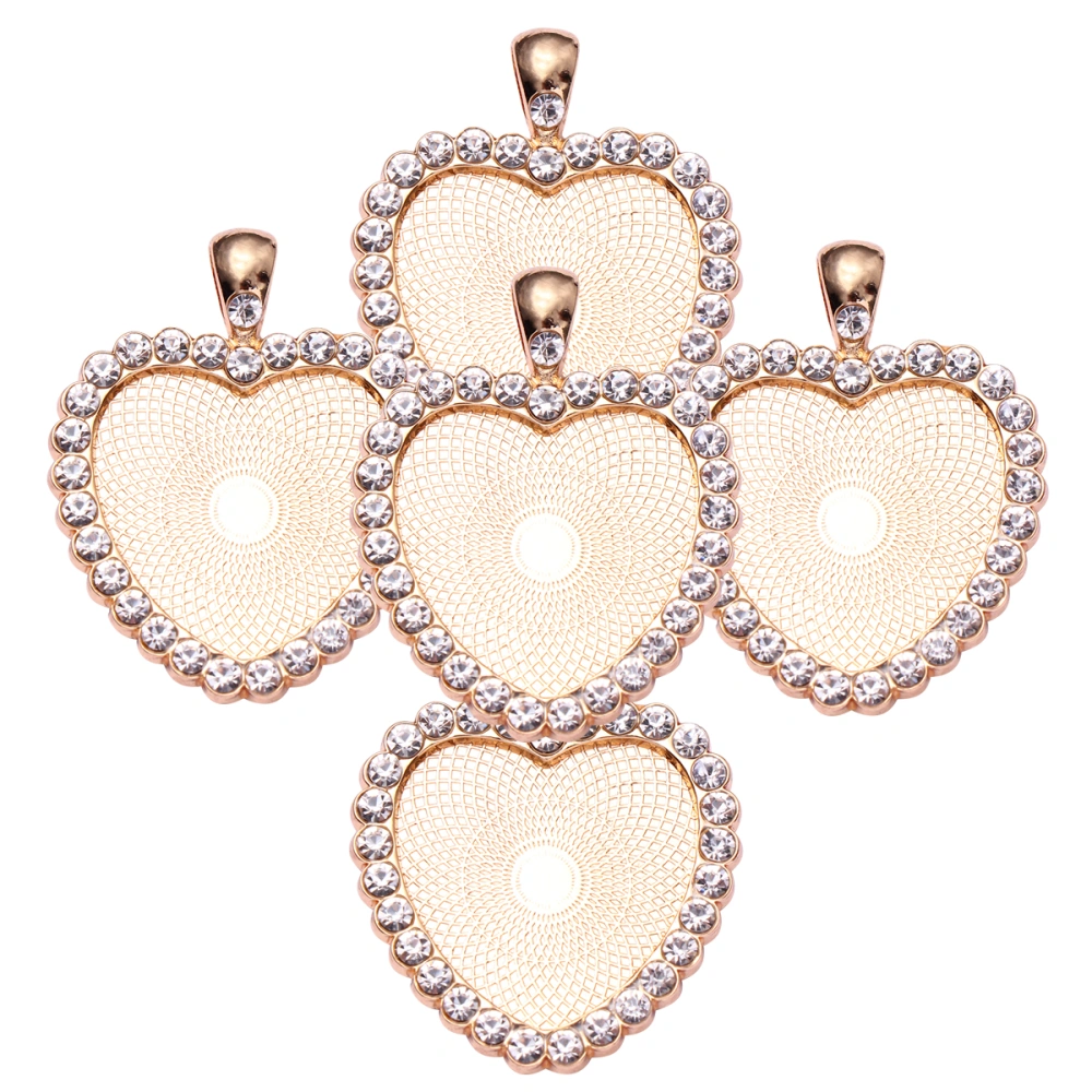 5Pcs Heart-shaped Diamond Pendant DIY Jewelry Making Accessories for Necklace Bracelet Anklet (KC Gold)