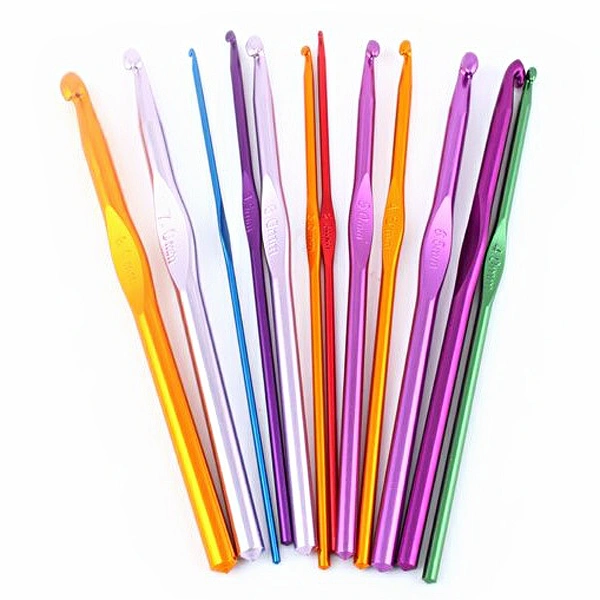 Different Sizes Multi-color Aluminum Crochet Hooks Knitting Needles 2.0-8.0mm - 12pcs/set 