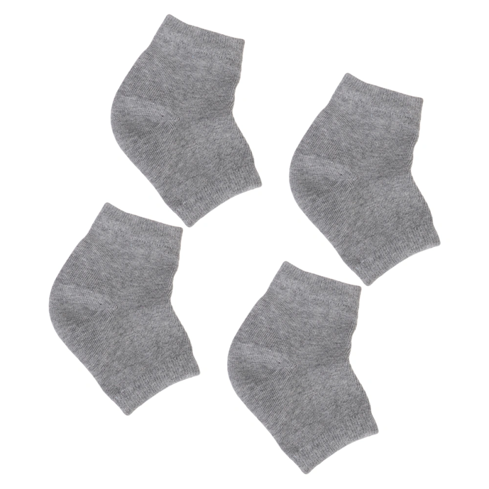 2 Pairs Anti-crack Heel Socks Gel Heel Protector Moisturizing Socks Exfoliating Ankle Socks (Grey)