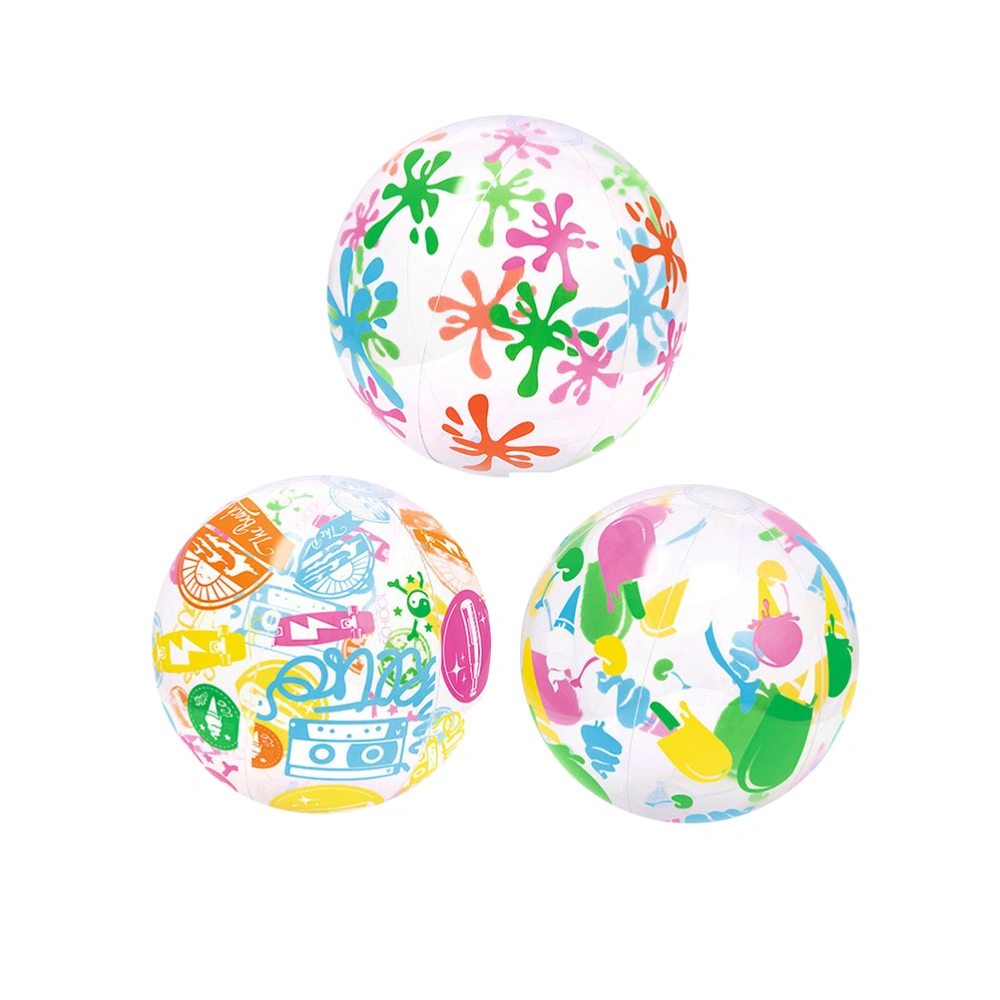 3 Pcs 35x35cm Sea Creature Clear Beach Ball Inflatable Colorful Design Beach Ball for Summer Pool Party Fun Games Activities