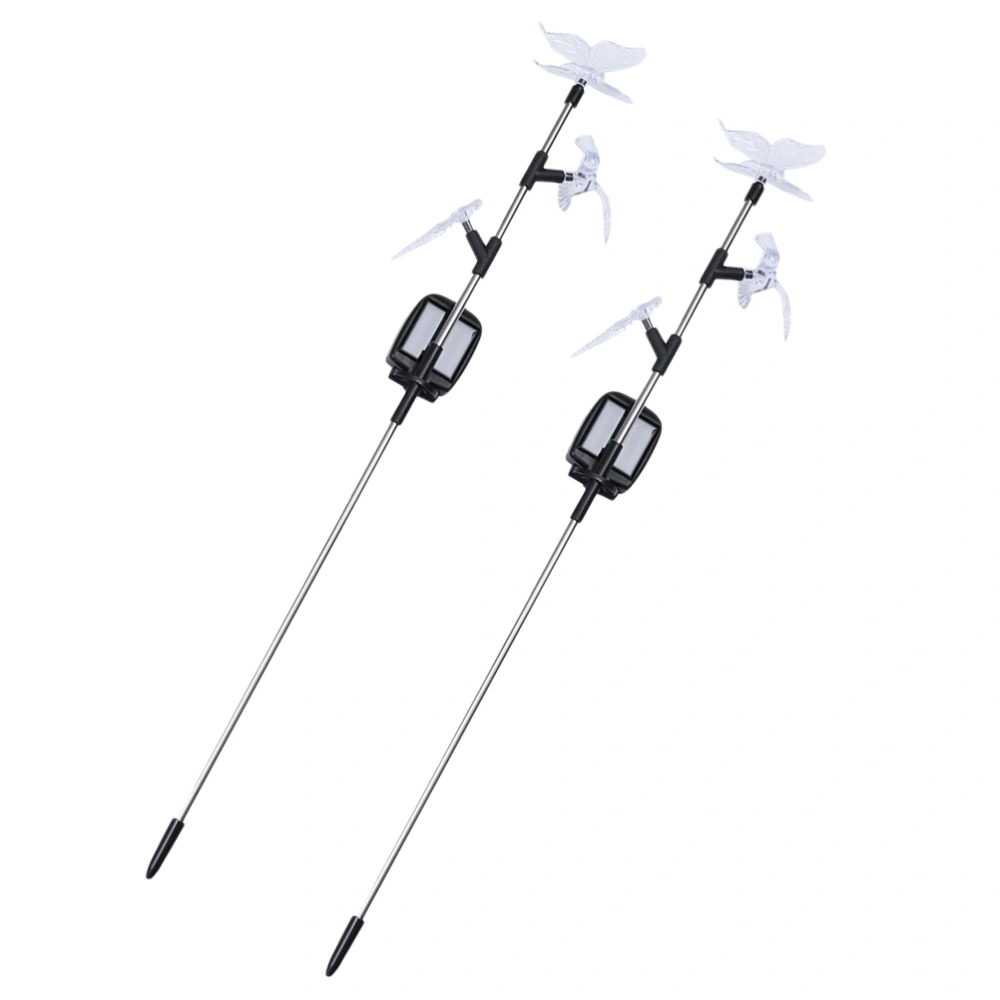 2pcs Solar Powered Lawn Lamp Dragonfly Decorative Lamp 7 Colors Ground Insert Lamp for Lawn Yard 