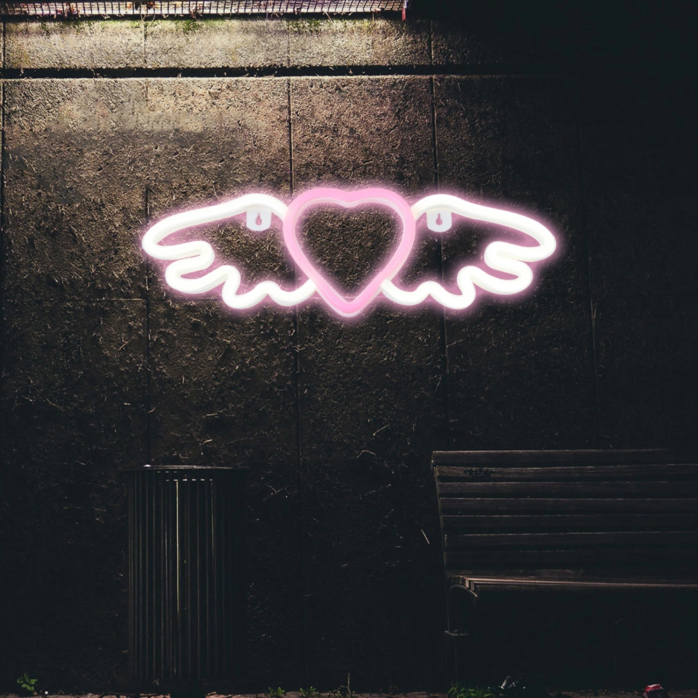 Neon Sign Wing And Heart Shape Neon Light Sign Neon Sign For Bedroom Dorm