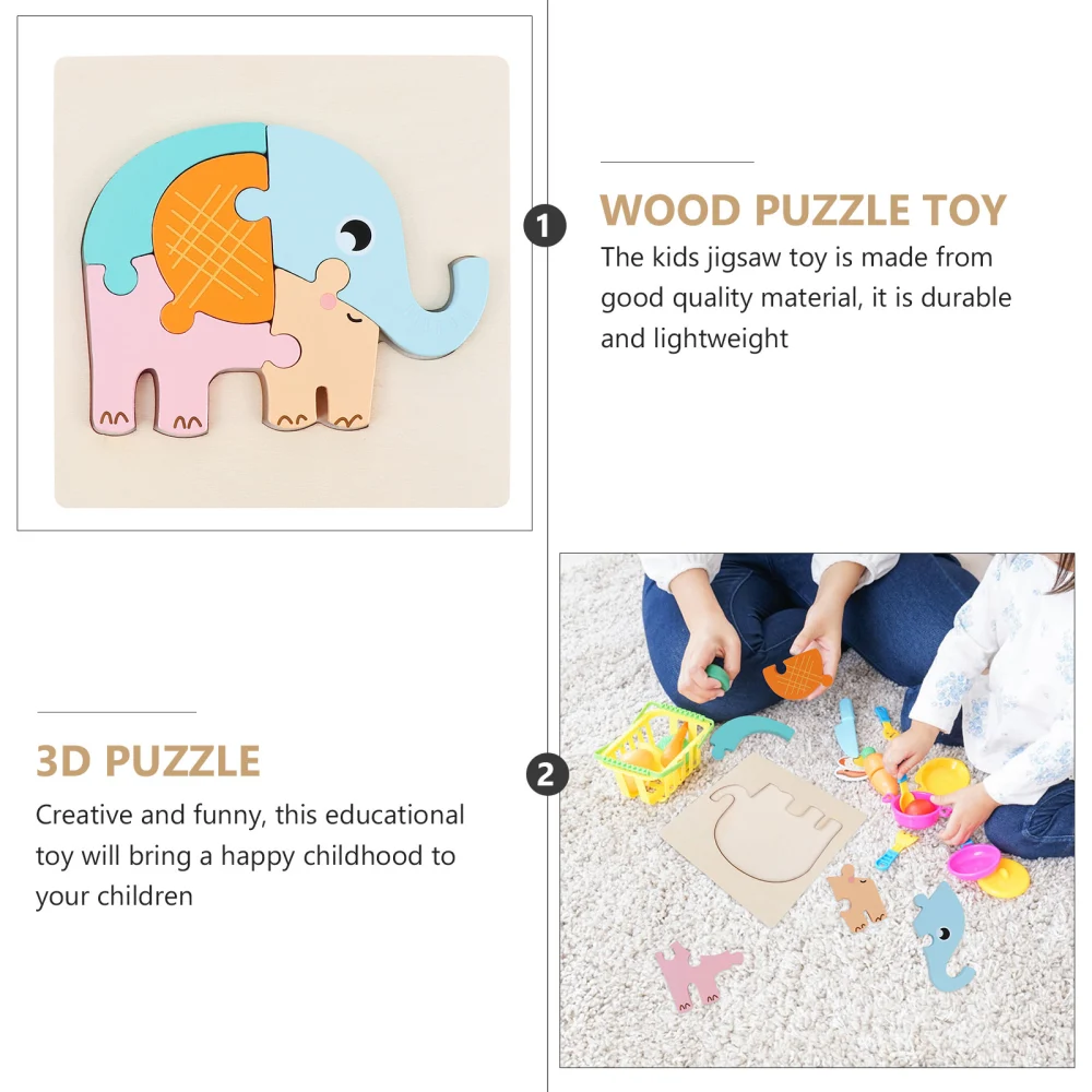 1 Set Funny 3D Elephant Jigsaw Toy Early Learning Puzzles Wooden Puzzle Toy