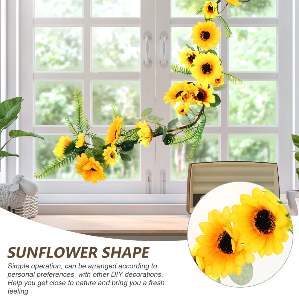 1Pc Sunflower Garland Creative Hanging Vine Festival Balcony Ornament Photo Prop