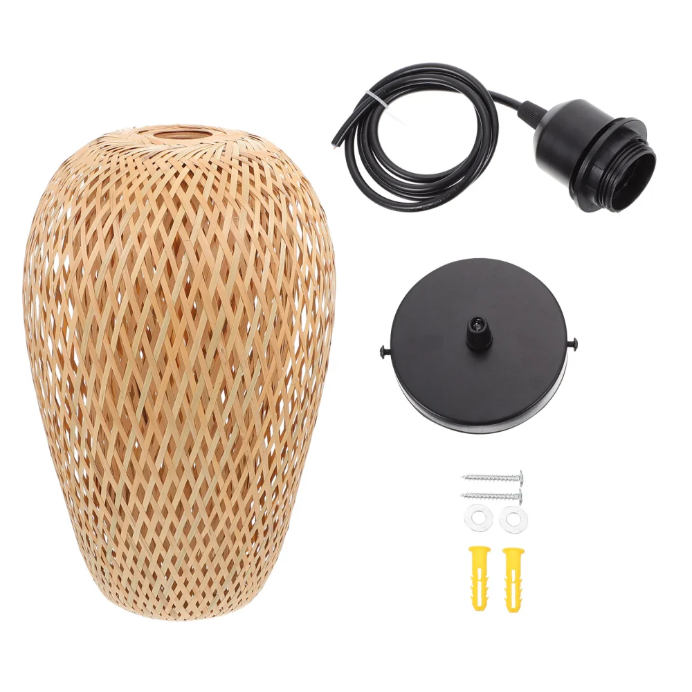 Classical Bamboo Weaving Indoor Ceiling Light Natural Farm Style Ceiling Light Lampshade