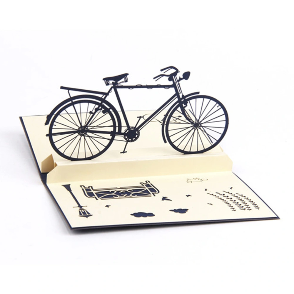 Creative 3D Bike Blessing Cards Handcraft Greeting Graduation Cards Up Cards for Graduation Gift (Blue)