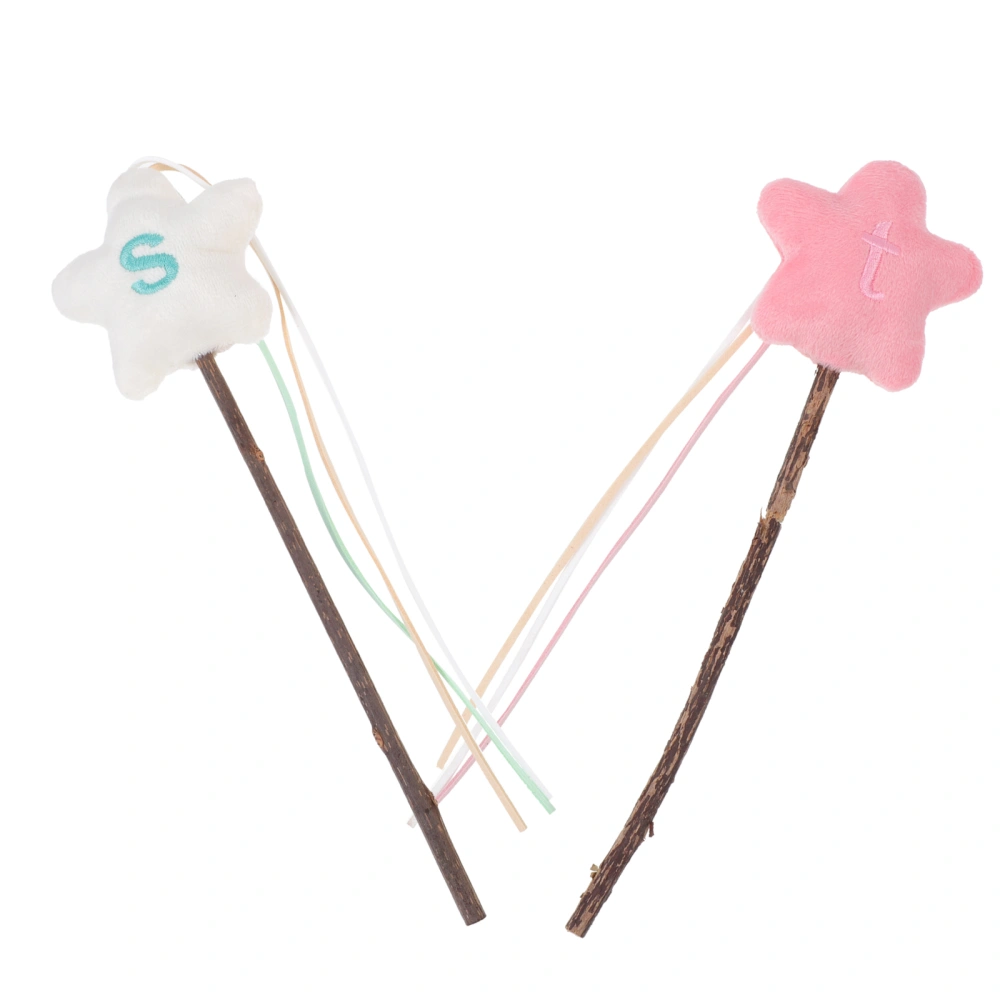 2pcs Cat Kitten Toy Teaser Interactive Stick Toy Pet Cat Wand Teaser Toys
