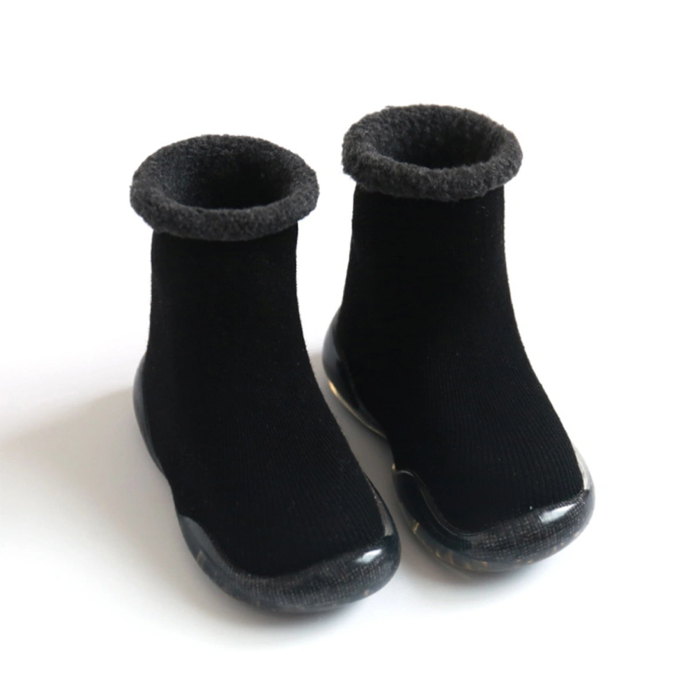 Cotton Baby Slipper Sock Skid Resistance Baby Slipper Sock Warm Baby Footgear Winter Baby Prewalker (Black Size 20/21)