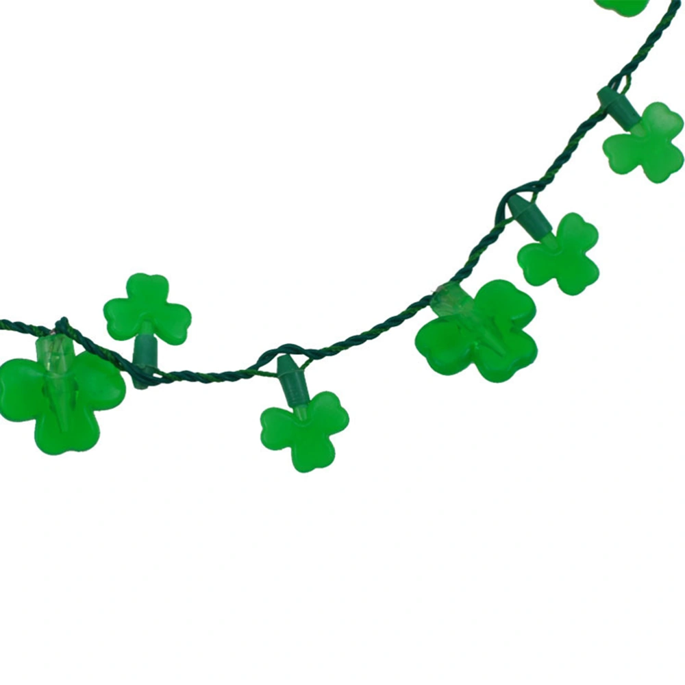 2pcs St. Patrick's Day Glowing Necklace LED String Lights Necklace  Creative Shamrock Necklace for Festival Party (8-LEDs)