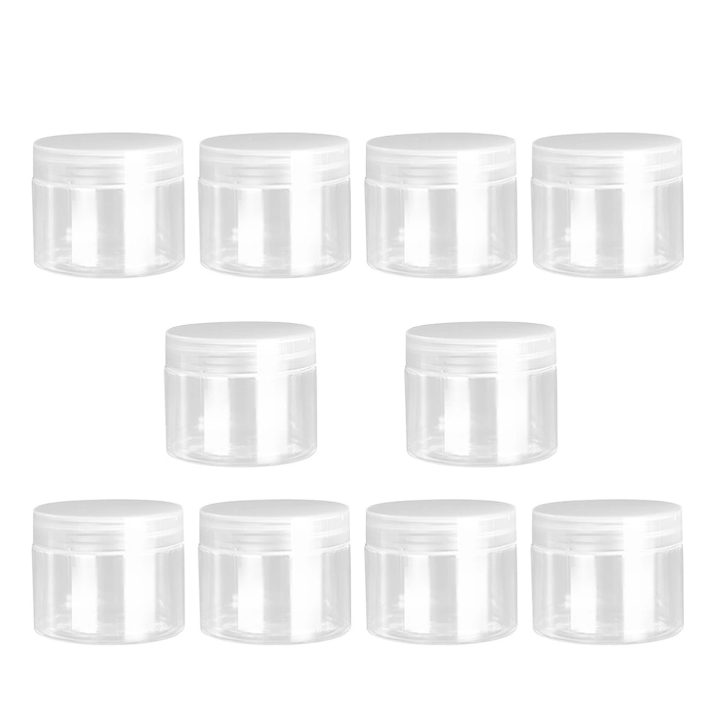 10pcs 50ml Transparent Plastic Bottles Round Shape Tins Leakproof Empty Container Jars for Daily Use