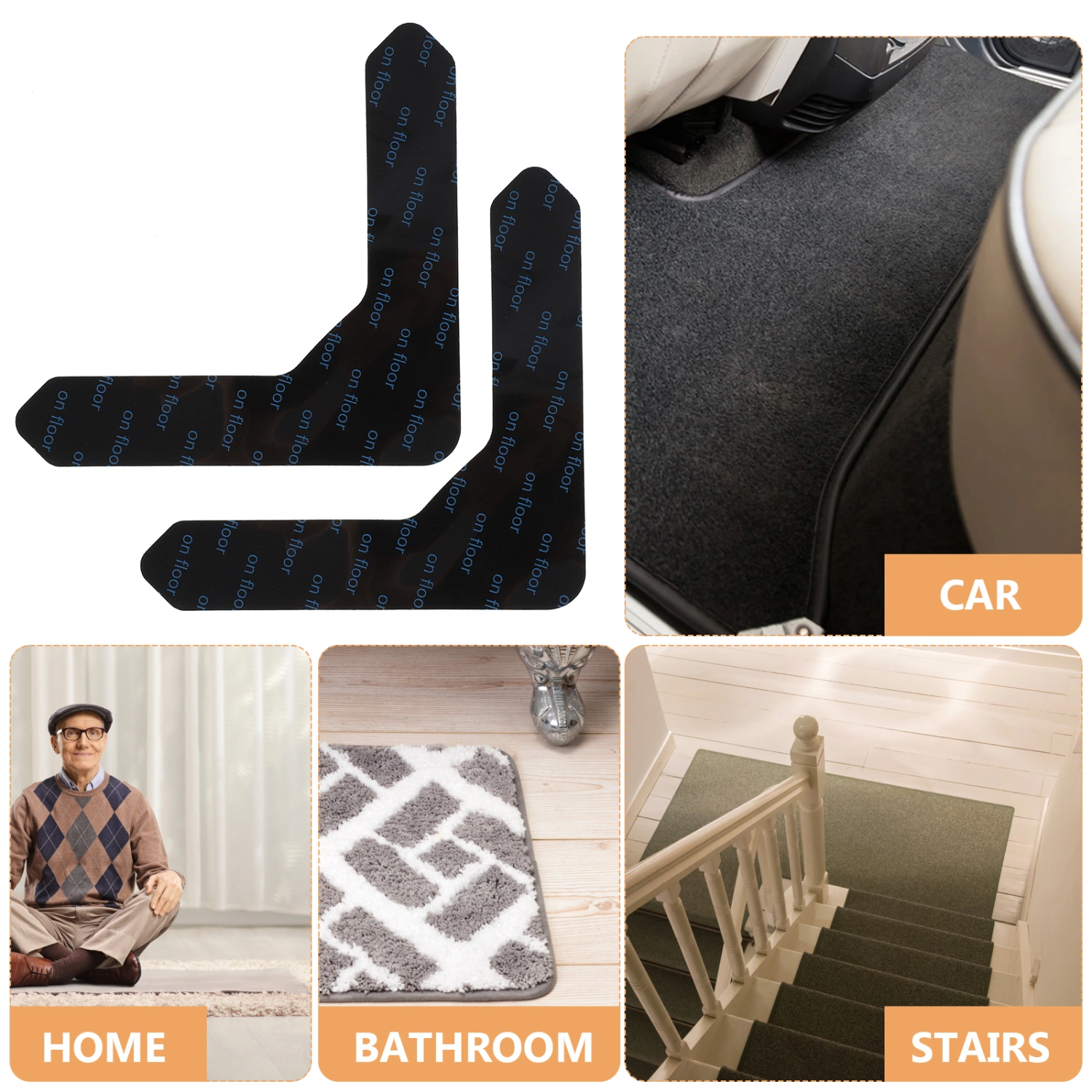 12pcs Non-Slip Carpet Sticker Reusable Carpet Pad Washable Rug Pad Grippers