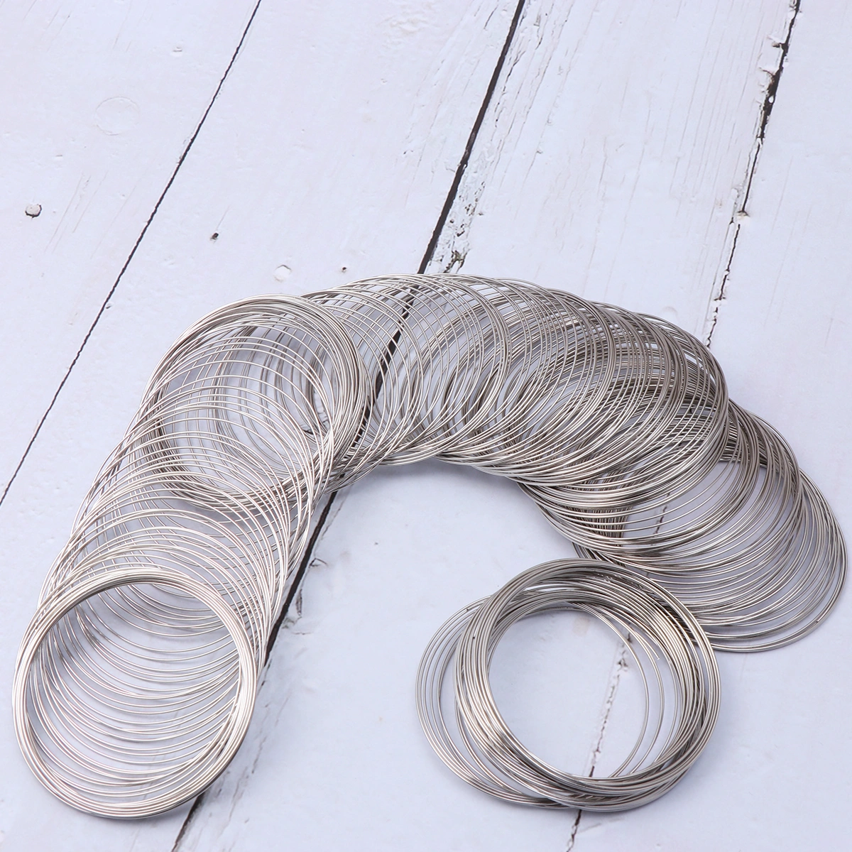 1 Roll 300 Circles 60mm Silver Steel Wire Frosted Wire Bracelet Ring Wire Gift DIY Material for Jewelry Making Women Girls