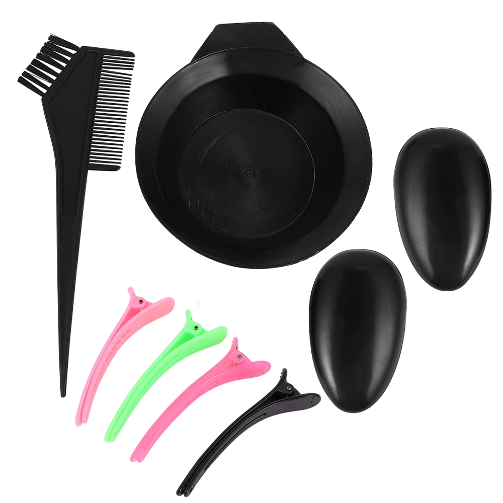 3 Sets Hair Coloring Tools Sectioning Clips Ear Caps Bowl Hair Dye Comb Hair Tint Kit (8pcs/Set, Random Hair Clip Color)