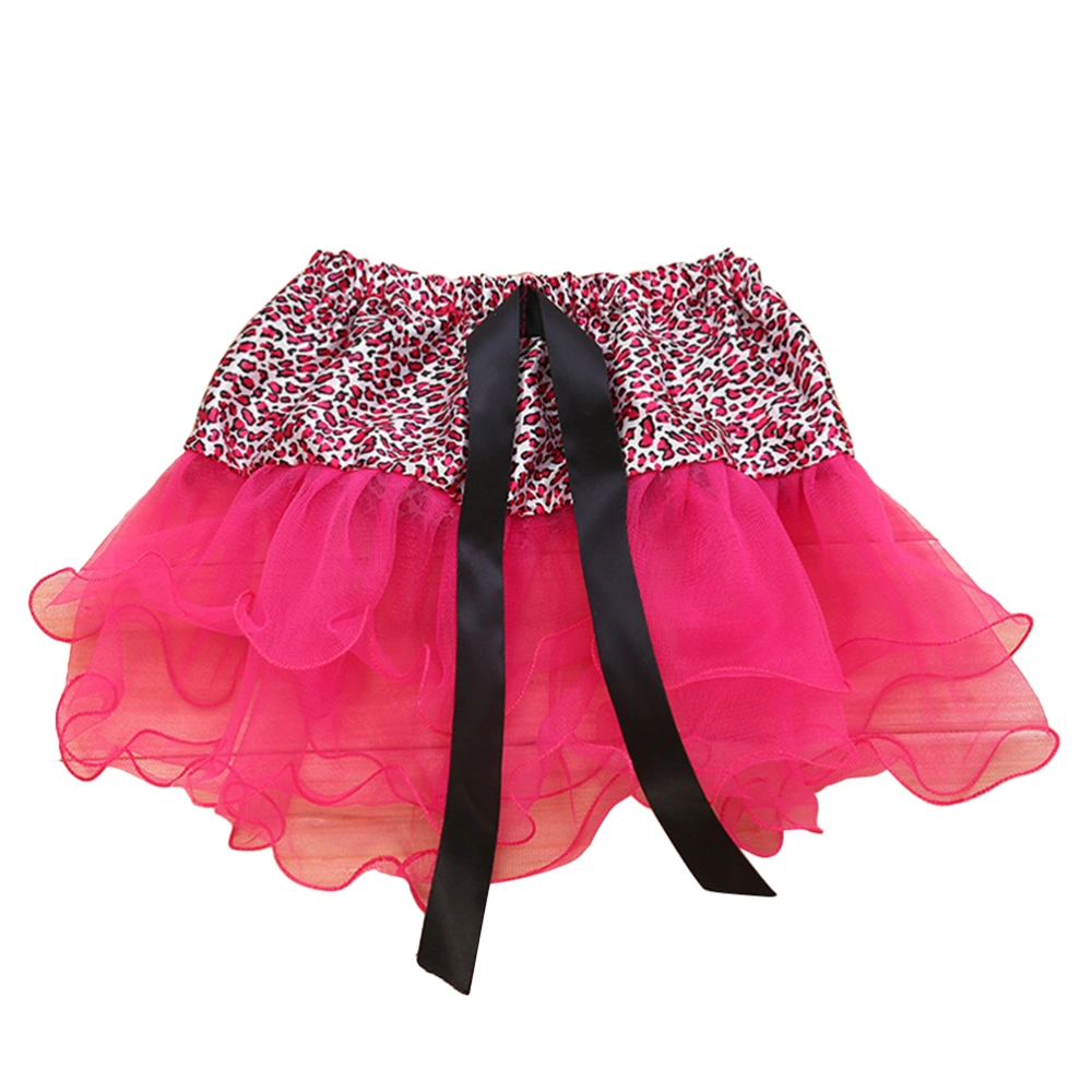 Leopard Tutu Skirt Ballerina Pettiskirt 3 Layered Fluffy Children Ballet Skirts (Rose Red)