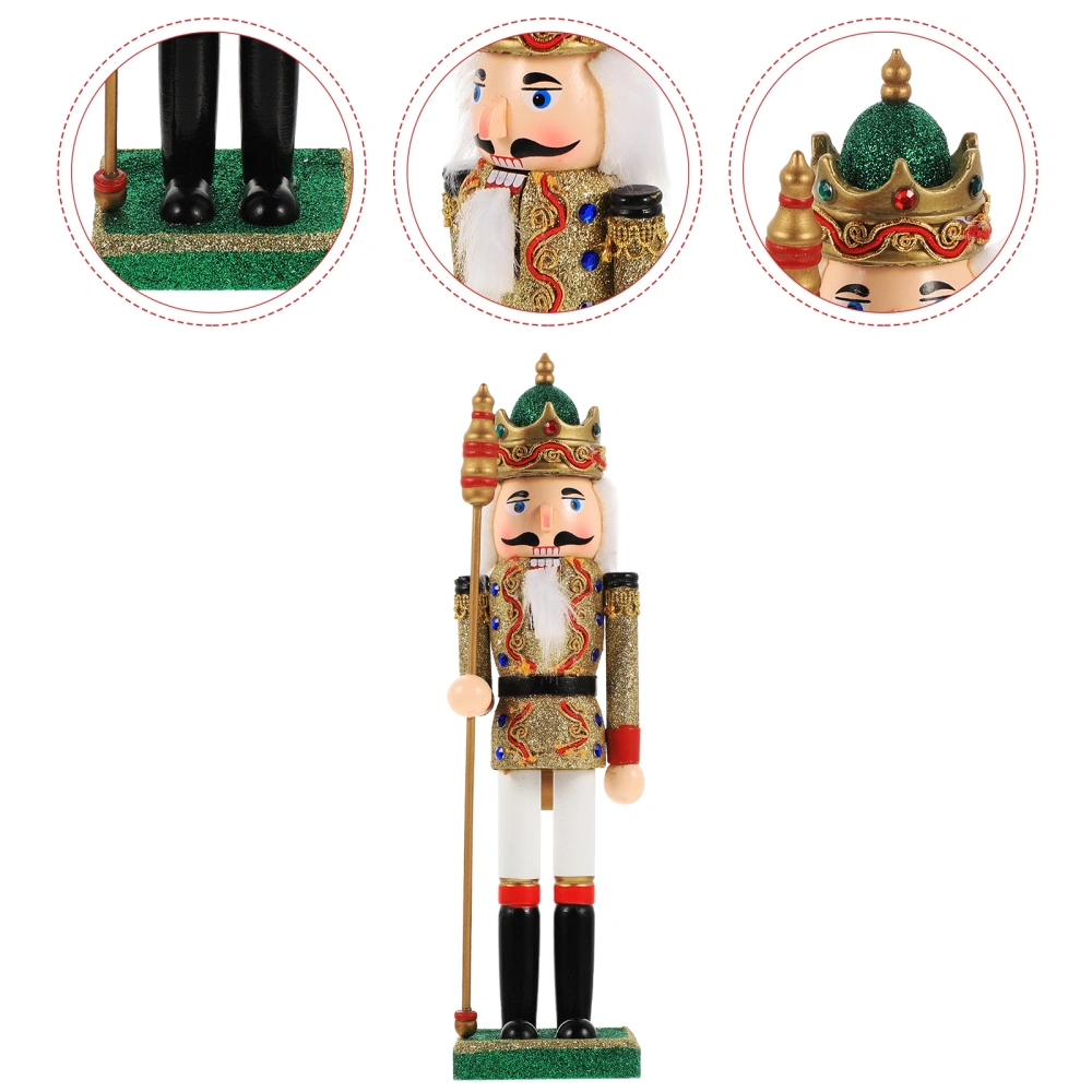 Christmas Wooden Cartoon Soldier Nutcracker Adorn Desktop Creative Wood Puppet Ornament