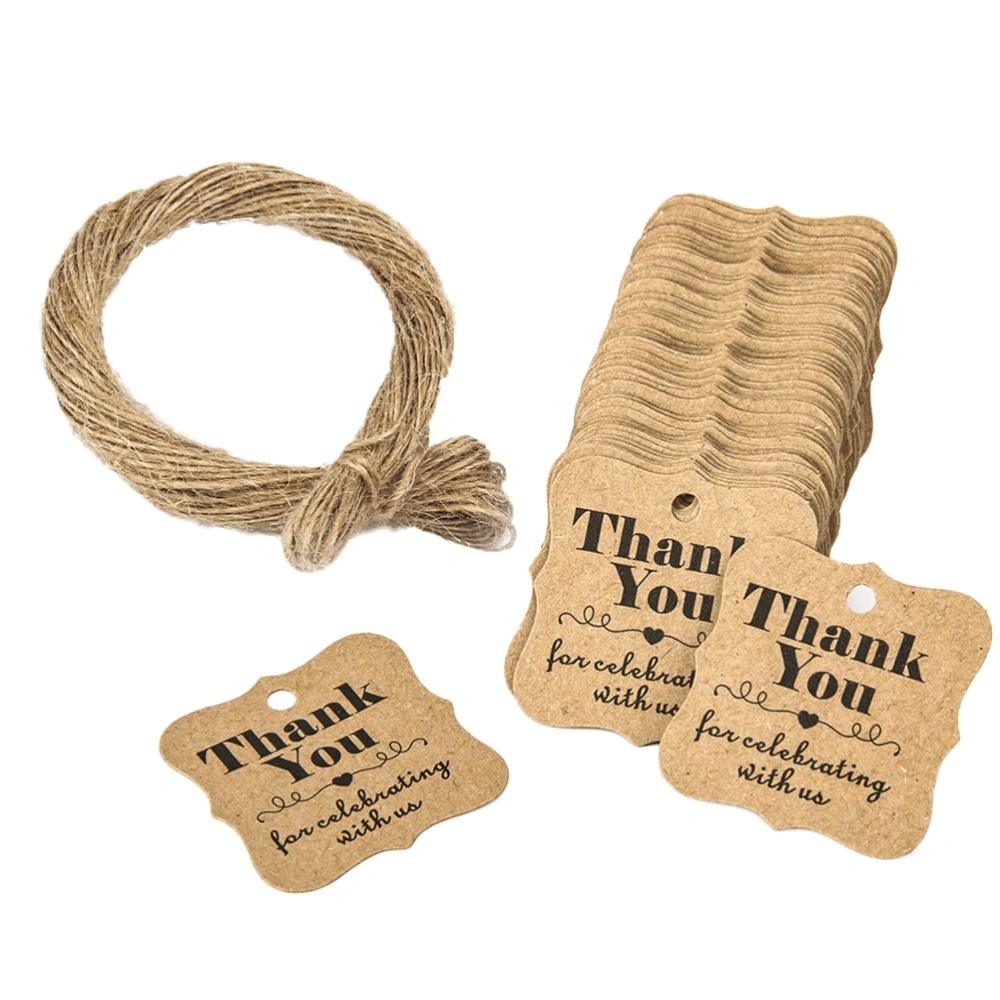 200pcs THANK YOU Kraft Paper Tag Tags for Gift with 2pcs 20 Meters Jute Twine