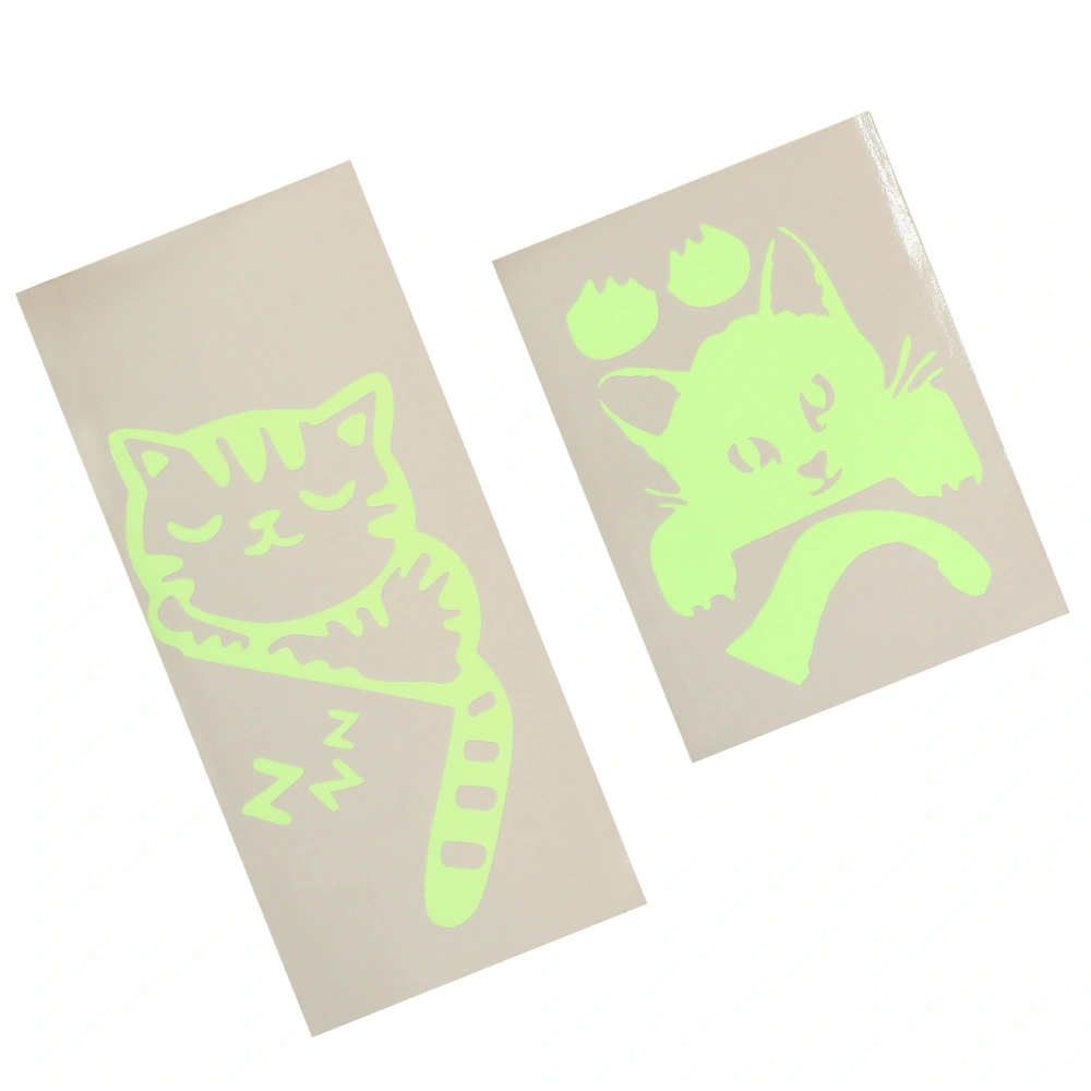 2pcs Unique Wall Stickers Luminous Cartoon Cat Switch Stickers Wall Stickers