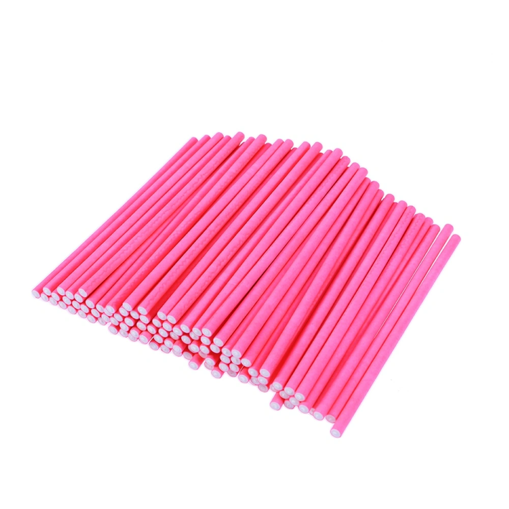 100pcs Paper Lollipop Sticks Cake Sticks for Birthday Party DIY Craft Project (Rosy)