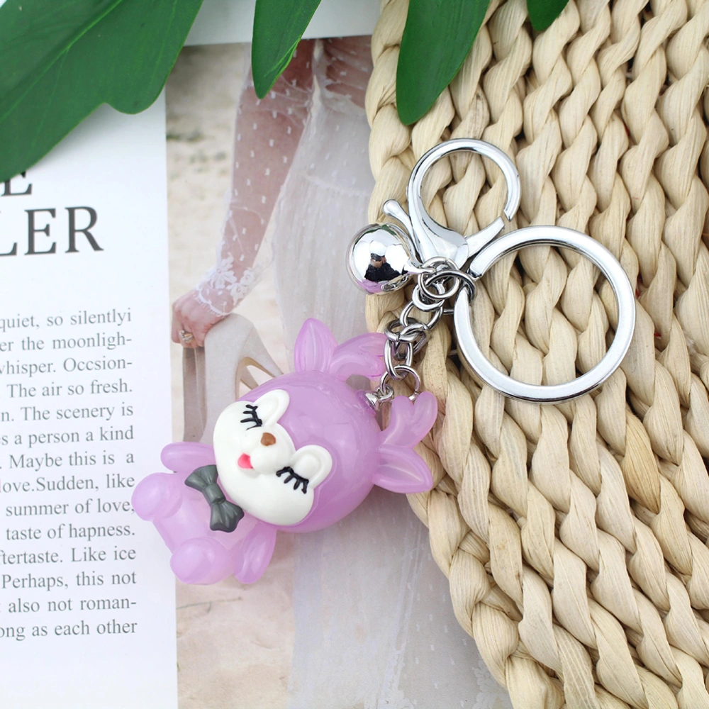 2pcs Christmas Glowing Elk Pendant Key Chain Xmas Themed Shiny Deer Key Ring (Random Color)