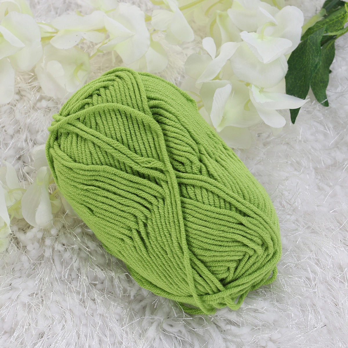 50g Milk Cotton Yarn Cotton Chunky Hand-woven Crochet Knitting Wool Yarn Warm Yarn for Sweaters Hats Scarves DIY (Lawngreen)