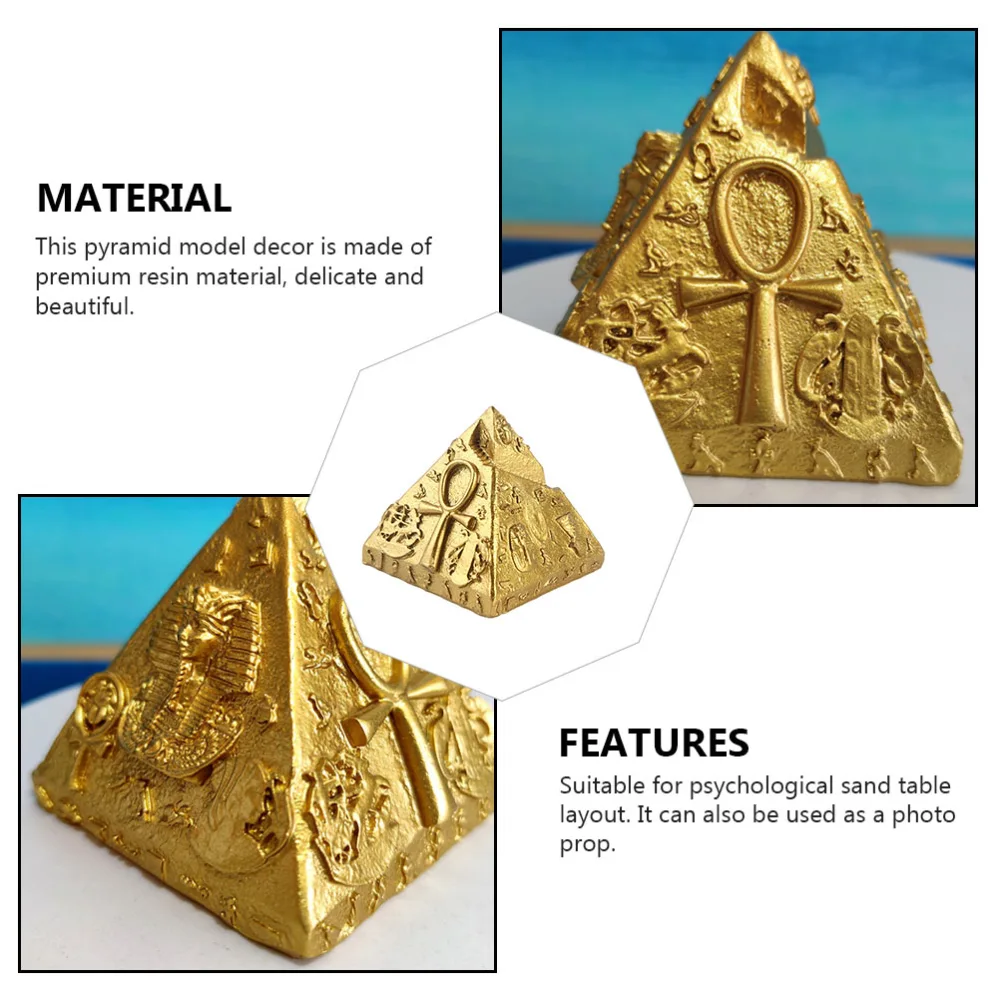 1Pc Micro Pyramid Adornment Resin Desktop Ornament Sand Table Decor Golden