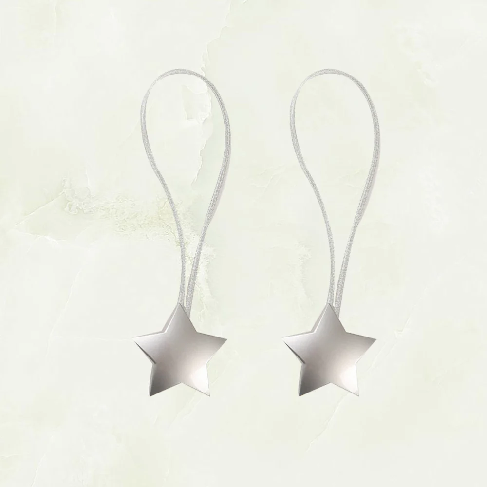 2PCS Metal Curtain Magnetic Buckle Install Curtain Fastener Magnetic Curtain Rope Tiebacks No Tieback Drapes Holder Lovely Curtain Ties Silver