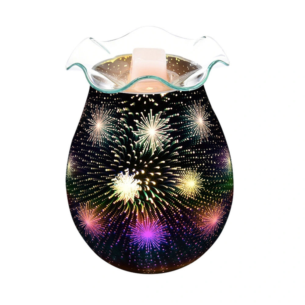 1pc 3D Glass Fireworks Pattern Night Light Electric Aroma Lamp Wax Melt Burner Fragrance Light with UK Plug