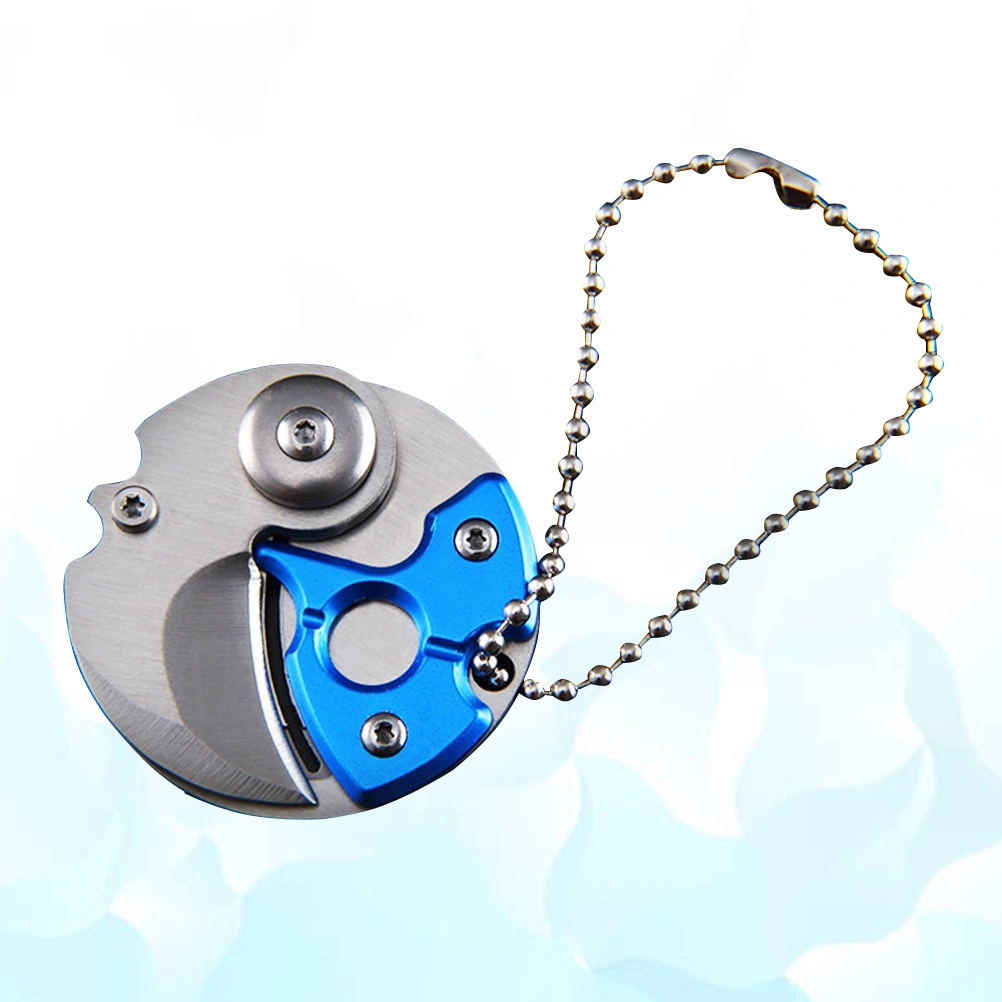 Outdoor Mini Pocket Multi-functional Portable Keychain Coin Claw Gadget Tool Stainless Steel Gear Peeler Fruit (Blue)