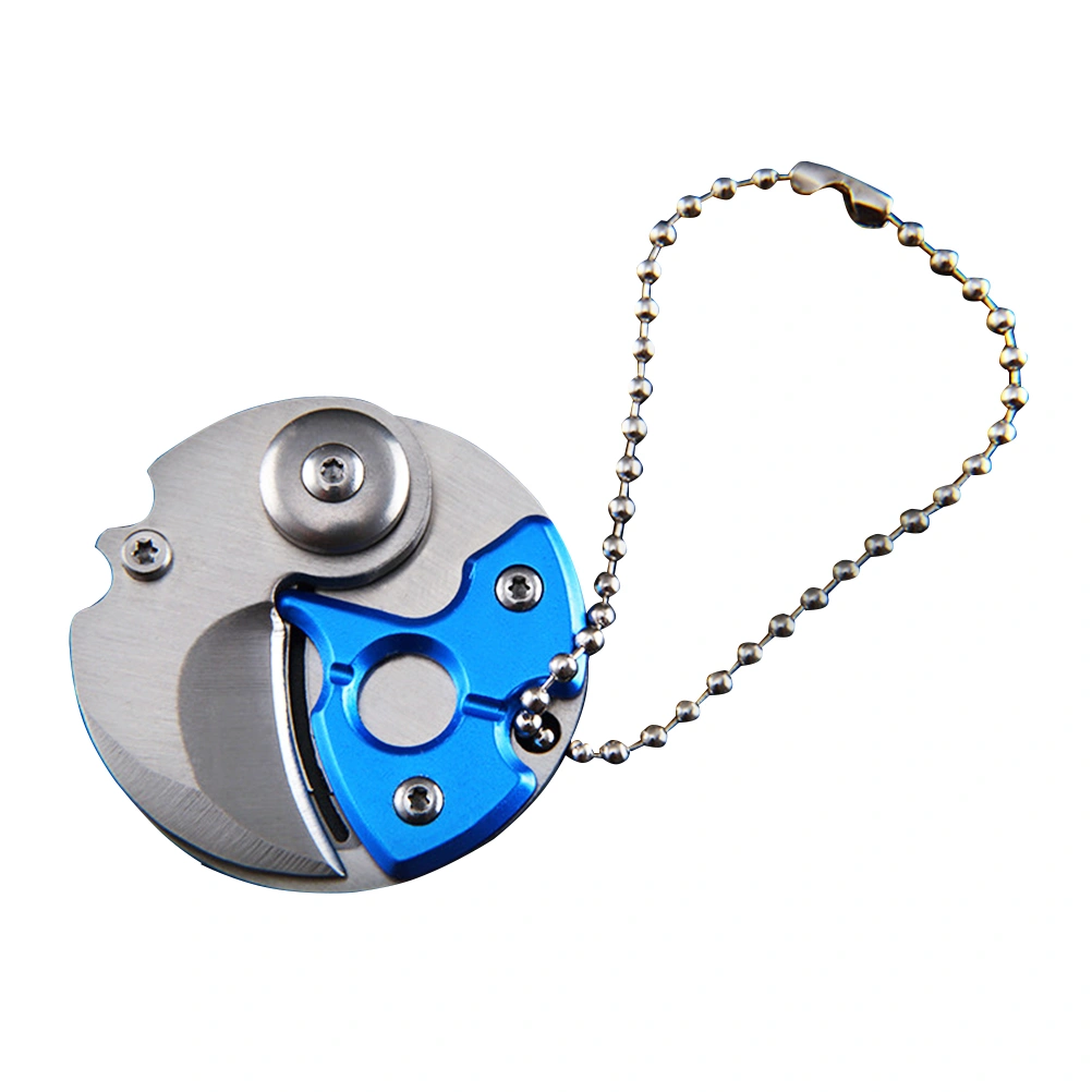 Outdoor Mini Pocket Multi-functional Portable Keychain Coin Claw Gadget Tool Stainless Steel Gear Peeler Fruit (Blue)