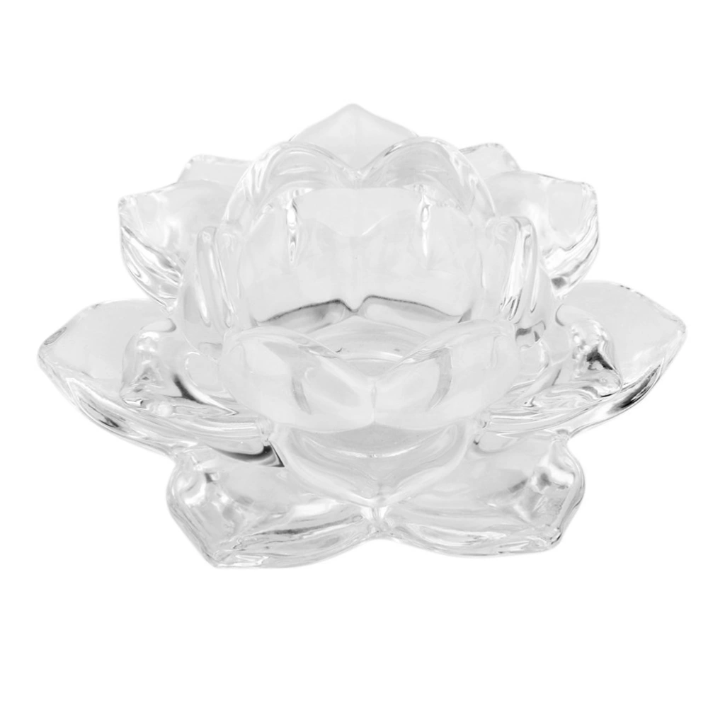 Lotus Shape Glass Tealight Tea Light Candle Holder