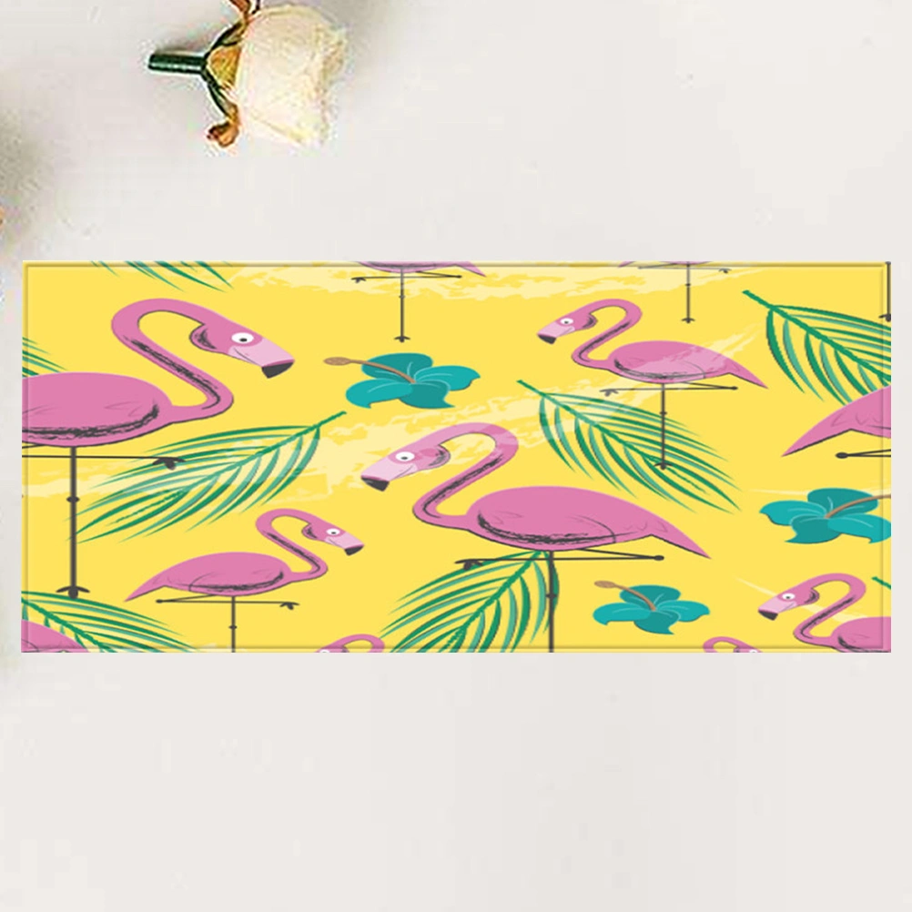 1pc 60x40cm Floor Carpet Flamingo Leaves Pattern Doormat for Kitchen Bathroom