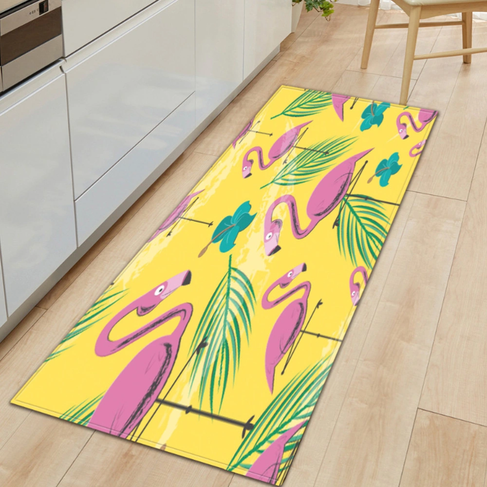 1pc 60x40cm Floor Carpet Flamingo Leaves Pattern Doormat for Kitchen Bathroom