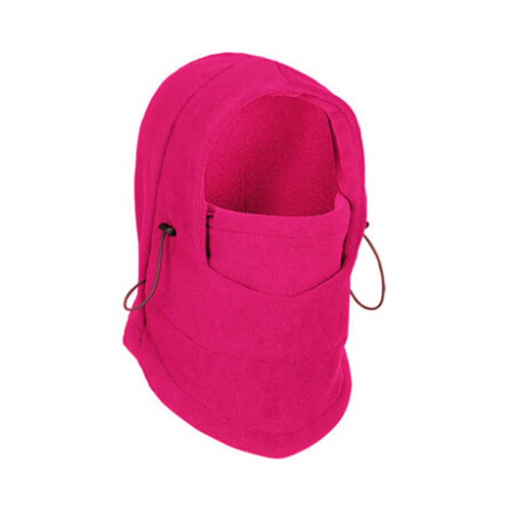 Multipurpose 6 in 1 Thermal Warm Balaclava Hood Ski Bike Windproof Full Face Mask Hats Neck Warmer Outdoor Winter Sports Snowboarding (Rose Red)